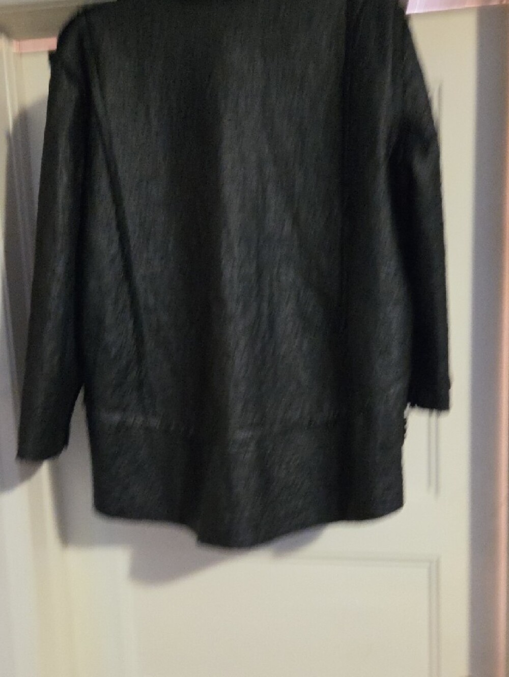 Joseph Ribkoff Black Textured Faux-Leather Jacket with Plush Collar - Picture 13 of 16